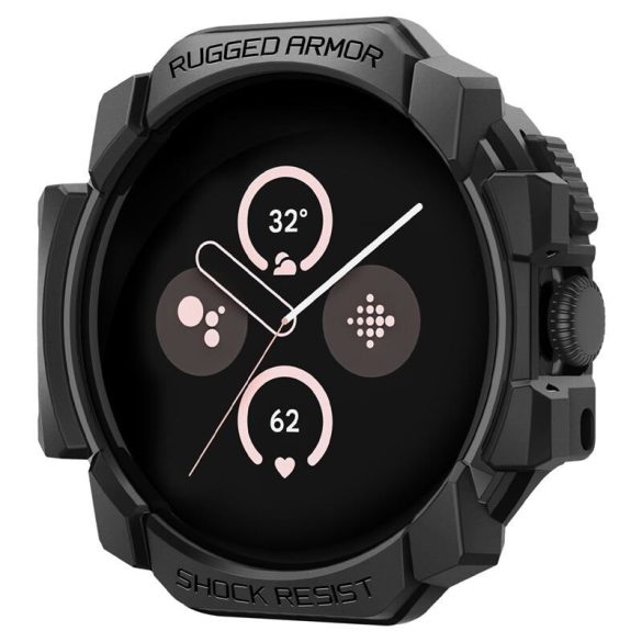 Google Pixel Watch 3 (41 mm), Szilikon védőkeret, ütésálló, szíj nélkül, Spigen Rugged Armor, sötétszürke