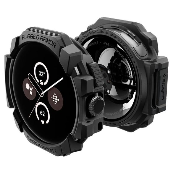 Google Pixel Watch 3 (41 mm), Szilikon védőkeret, ütésálló, szíj nélkül, Spigen Rugged Armor, sötétszürke