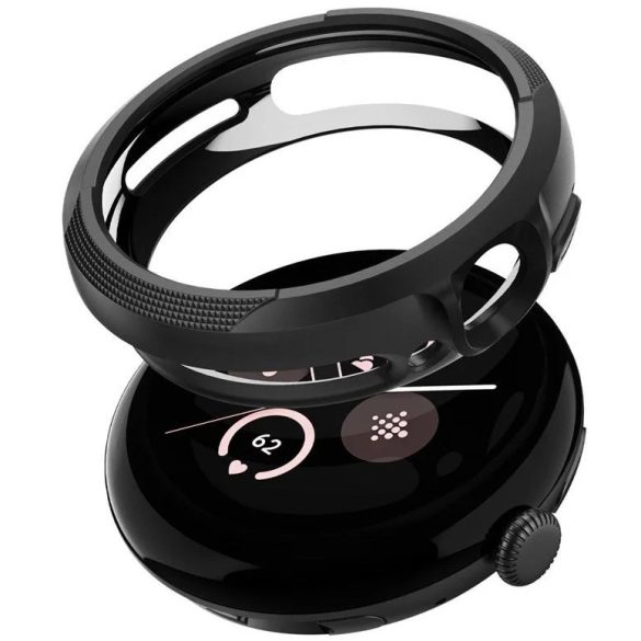 Google Pixel Watch 3 (45 mm), Szilikon védőkeret, közepesen ütésálló, Spigen Liquid Air, fekete