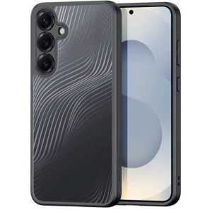 Samsung Galaxy S25 SM-S931, Műanyag hátlap védőtok + szilikon keret, hullám minta, Dux Ducis Aimo, áttetsző/fekete