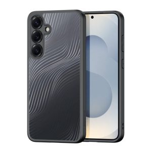 Samsung Galaxy S25 Plus SM-S936, Műanyag hátlap védőtok + szilikon keret, hullám minta, Dux Ducis Aimo, áttetsző/fekete