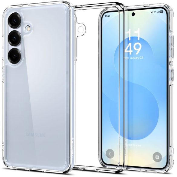 Samsung Galaxy S25 SM-S931, Műanyag hátlap védőtok + szilikon keret, Spigen Ultra Hybrid, átlátszó