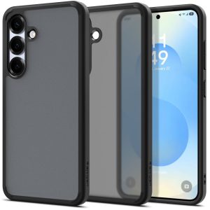Samsung Galaxy S25 Plus SM-S936, Műanyag hátlap védőtok + szilikon keret, Spigen Ultra Hybrid Matte, áttetsző/fekete