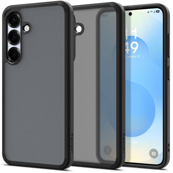 Samsung Galaxy S25 Plus SM-S936, Műanyag hátlap védőtok + szilikon keret, Spigen Ultra Hybrid Matte, áttetsző/fekete