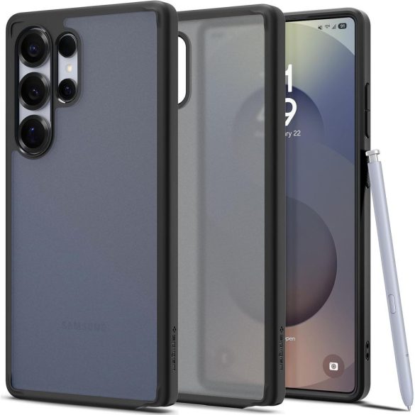 Samsung Galaxy S25 Ultra SM-S938, Műanyag hátlap védőtok + szilikon keret, Spigen Ultra Hybrid Matte, áttetsző/fekete
