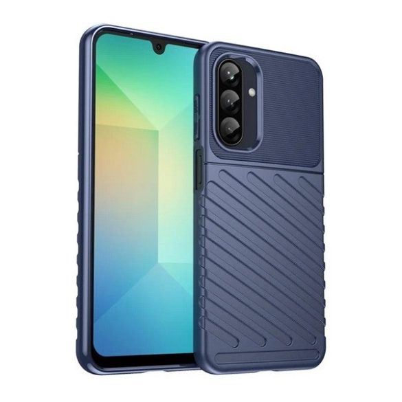 Samsung Galaxy A26 5G SM-A266B, Szilikon tok, közepesen ütésálló, domború csíkos minta, sötétkék