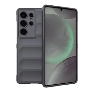 Samsung Galaxy S25 Ultra SM-S938, Szilikon tok, közepesen ütésálló, 3D minta, sötétszürke