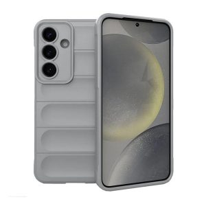 Samsung Galaxy S25 SM-S931, Szilikon tok, közepesen ütésálló, 3D minta, világosszürke