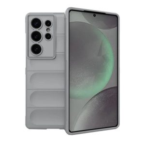 Samsung Galaxy S25 Ultra SM-S938, Szilikon tok, közepesen ütésálló, 3D minta, világosszürke