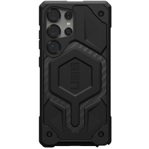 Samsung Galaxy S25 Ultra SM-S938, Műanyag hátlap védőtok, szilikon belső, közepesen ütésálló, mágneses, karbon minta, UAG Monarch Pro, mintás/fekete