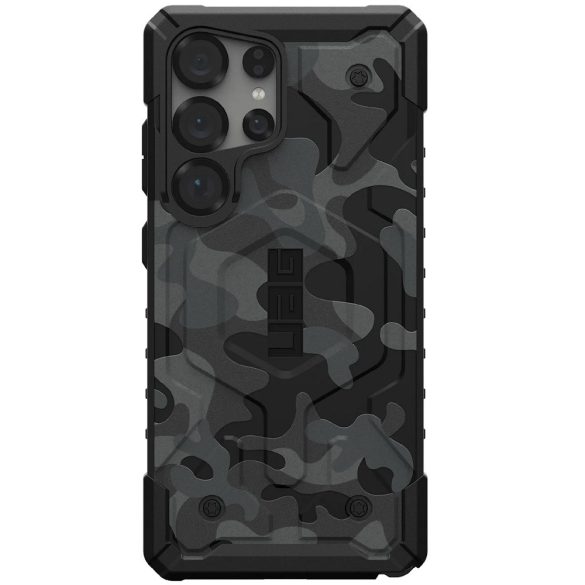 Samsung Galaxy S25 Ultra SM-S938, Műanyag hátlap védőtok, szilikon belső, közepesen ütésálló, Magsafe töltővel kompatibilis, terep minta, UAG Pathfinder SE Magsafe, fekete