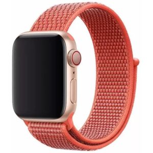 Apple Watch 4-6, SE, SE (2022) (38 / 40 mm) / Watch 7-9 (41 mm) / Watch 10 (42 mm), textíl pótszíj, szilikon keret, állítható, Devia Delux Sport3, narancssárga