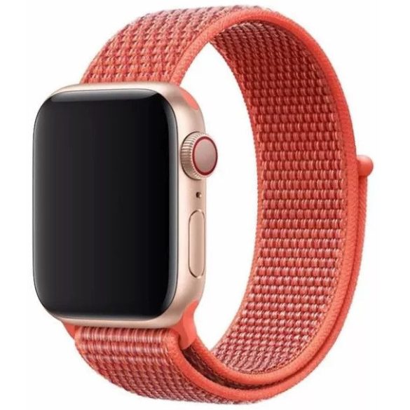 Apple Watch 4-6, SE, SE (2022) (38 / 40 mm) / Watch 7-9 (41 mm) / Watch 10 (42 mm), textíl pótszíj, szilikon keret, állítható, Devia Delux Sport3, narancssárga