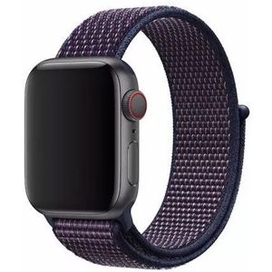 Apple Watch 4-6, SE, SE (2022) (38 / 40 mm) / Watch 7-9 (41 mm) / Watch 10 (42 mm), textíl pótszíj, szilikon keret, állítható, Devia Delux Sport3, sötétkék