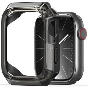 Apple Watch 10 (42 mm), Műanyag + szilikon védőkeret, szíj nélkül, közepesen ütésálló, Dux Ducis Tamo, átlátszó/fekete