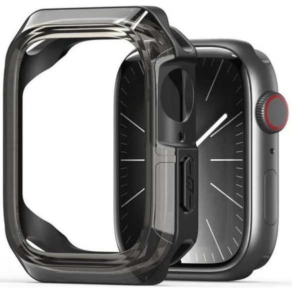 Apple Watch 10 (42 mm), Műanyag + szilikon védőkeret, szíj nélkül, közepesen ütésálló, Dux Ducis Tamo, átlátszó/fekete