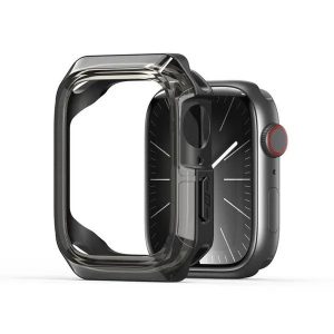 Apple Watch 10 (46 mm), Műanyag + szilikon védőkeret, szíj nélkül, közepesen ütésálló, Dux Ducis Tamo, átlátszó/fekete
