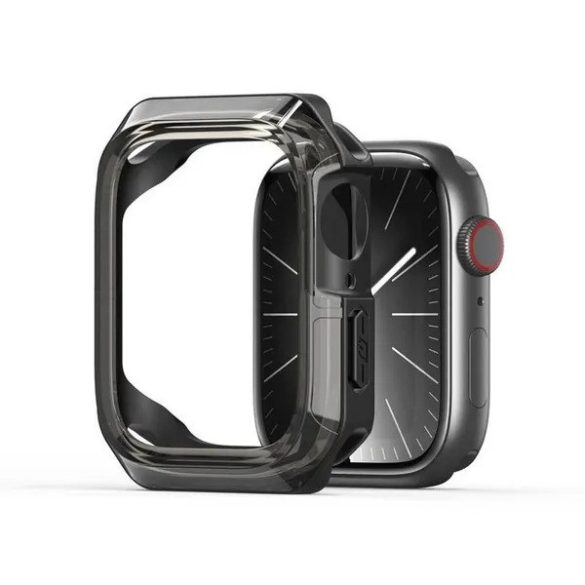 Apple Watch 10 (46 mm), Műanyag + szilikon védőkeret, szíj nélkül, közepesen ütésálló, Dux Ducis Tamo, átlátszó/fekete