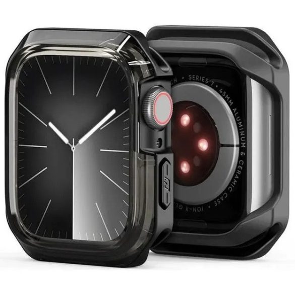 Apple Watch 10 (46 mm), Műanyag + szilikon védőkeret, szíj nélkül, közepesen ütésálló, Dux Ducis Tamo, átlátszó/fekete