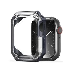 Apple Watch 10 (42 mm), Műanyag + szilikon védőkeret, szíj nélkül, közepesen ütésálló, Dux Ducis Tamo, átlátszó/sötétkék