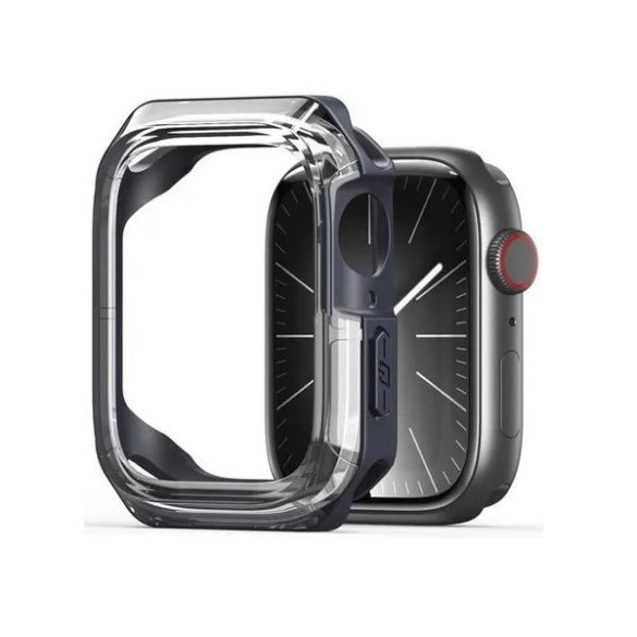 Apple Watch 10 (42 mm), Műanyag + szilikon védőkeret, szíj nélkül, közepesen ütésálló, Dux Ducis Tamo, átlátszó/sötétkék