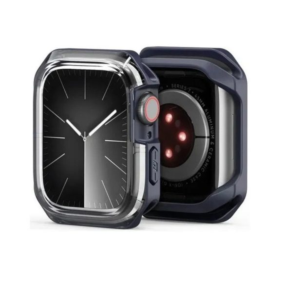 Apple Watch 10 (42 mm), Műanyag + szilikon védőkeret, szíj nélkül, közepesen ütésálló, Dux Ducis Tamo, átlátszó/sötétkék