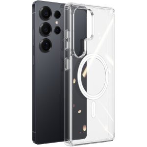 Samsung Galaxy S25 Ultra SM-S938, Műanyag hátlap védőtok + szilikon keret, Magsafe töltővel kompatibilis, Dux Ducis Clin, átlátszó