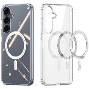 Samsung Galaxy S25 SM-S931, Műanyag hátlap védőtok + szilikon keret, Magsafe töltővel kompatibilis, Dux Ducis Clin, átlátszó
