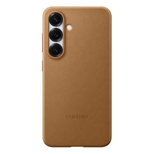 Samsung Galaxy S25 SM-S931, Műanyag hátlap védőtok, ökobőr hátlap, KindSuit, barna, gyári