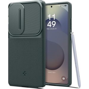 Samsung Galaxy S25 Ultra SM-S938, Szilikon tok, közepesen ütésálló, kamera védelem, Spigen Optik Armor, sötétzöld