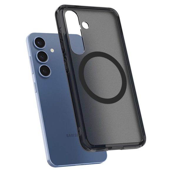 Samsung Galaxy S25 SM-S931, Műanyag hátlap védőtok + szilikon keret, Magsafe töltővel kompatibilis, Spigen Ultra Hybrid Mag Matte, áttetsző/fekete