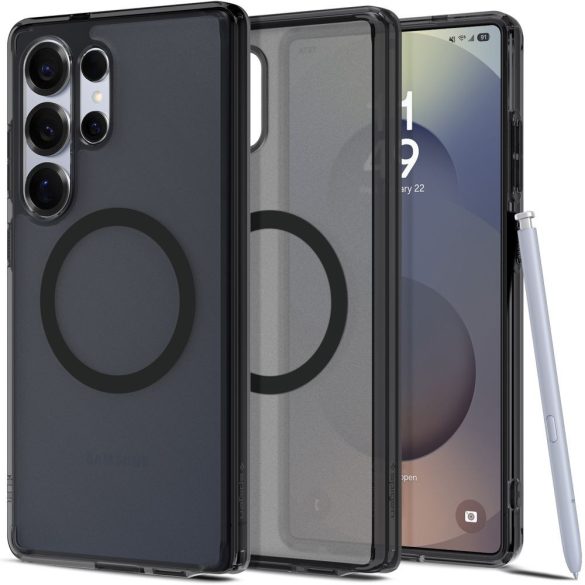 Samsung Galaxy S25 Ultra SM-S938, Műanyag hátlap védőtok + szilikon keret, Magsafe töltővel kompatibilis, Spigen Ultra Hybrid Mag Matte, áttetsző/fekete