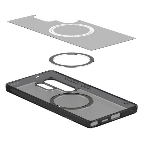 Samsung Galaxy S25 Ultra SM-S938, Műanyag hátlap védőtok + szilikon keret, Magsafe töltővel kompatibilis, Spigen Ultra Hybrid Mag Matte, áttetsző/fekete
