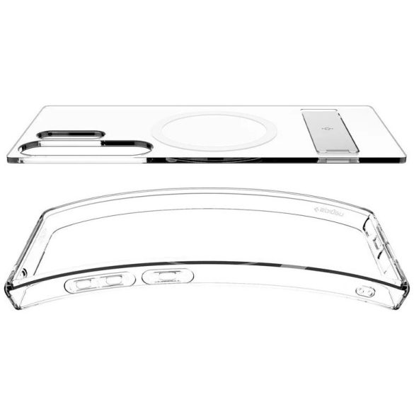 Samsung Galaxy S25 Ultra SM-S938, Műanyag hátlap védőtok + szilikon keret, kitámasztóval, Magsafe töltővel kompatibilis, Spigen Ultra Hybrid "S" Mag, átlátszó/fehér