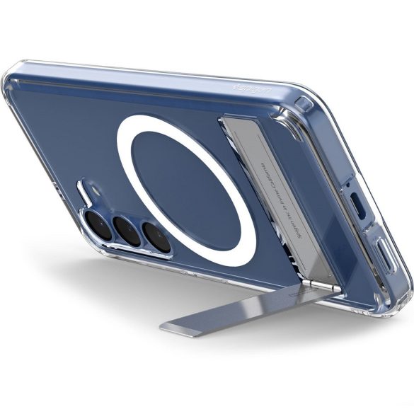 Samsung Galaxy S25 SM-S931, Műanyag hátlap védőtok + szilikon keret, kitámasztóval, Magsafe töltővel kompatibilis, Spigen Ultra Hybrid "S" Mag, átlátszó/fehér