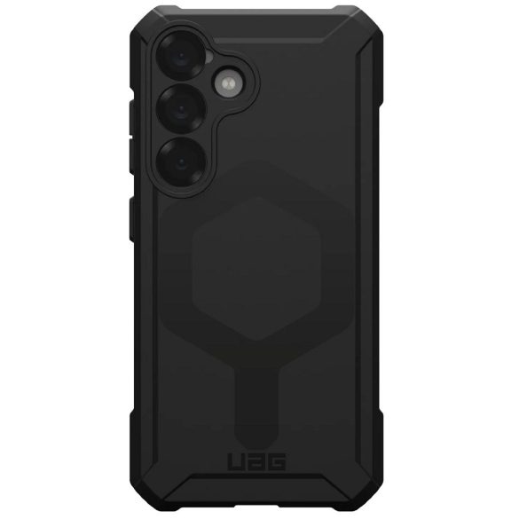 Samsung Galaxy S25 SM-S931, Műanyag hátlap védőtok, szilikon keret, közepesen ütésálló, légpárnás sarok, Magsafe töltővel kompatibilis, UAG Essential, fekete
