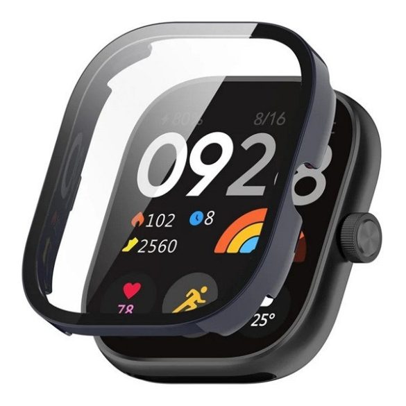 Xiaomi Redmi Watch 5, Műanyag védőkeret, kijelzővédő üveggel, közepesen ütésálló, szíj nélkül, sötétkék