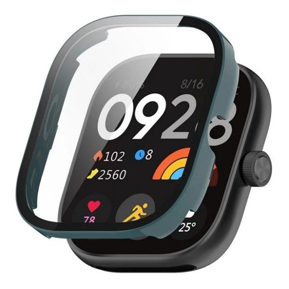 Xiaomi Redmi Watch 5, Műanyag védőkeret, kijelzővédő üveggel, közepesen ütésálló, szíj nélkül, sötétzöld