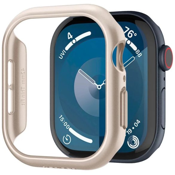 Apple Watch 10 (42 mm), Műanyag védőkeret, szíj nélkül, Spigen Thin Fit, arany