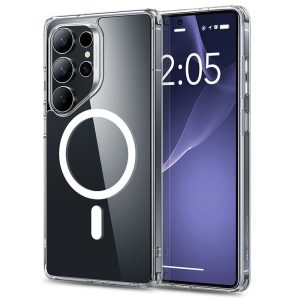 Samsung Galaxy S25 Ultra SM-S938, Szilikon tok, közepesen ütésálló, légpárnás sarok, Magsafe kompatibilis, ESR Classic Hybrid HaloLock, átlátszó