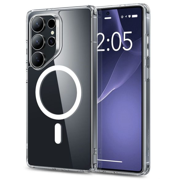 Samsung Galaxy S25 Ultra SM-S938, Szilikon tok, közepesen ütésálló, légpárnás sarok, Magsafe kompatibilis, ESR Classic Hybrid HaloLock, átlátszó