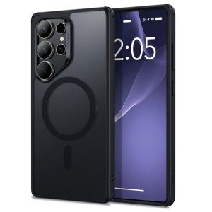 Samsung Galaxy S25 Ultra SM-S938, Szilikon tok, közepesen ütésálló, légpárnás sarok, Magsafe kompatibilis, ESR Classic Hybrid HaloLock, áttetsző/fekete