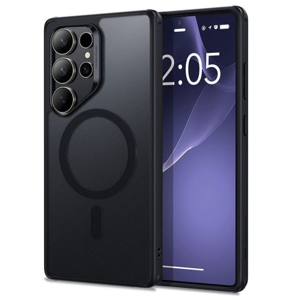 Samsung Galaxy S25 Ultra SM-S938, Szilikon tok, közepesen ütésálló, légpárnás sarok, Magsafe kompatibilis, ESR Classic Hybrid HaloLock, áttetsző/fekete