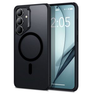 Samsung Galaxy S25 Plus SM-S936, Szilikon tok, közepesen ütésálló, légpárnás sarok, Magsafe kompatibilis, ESR Classic Hybrid HaloLock, áttetsző/fekete