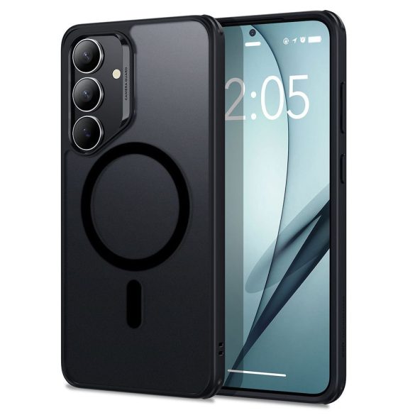 Samsung Galaxy S25 Plus SM-S936, Szilikon tok, közepesen ütésálló, légpárnás sarok, Magsafe kompatibilis, ESR Classic Hybrid HaloLock, áttetsző/fekete