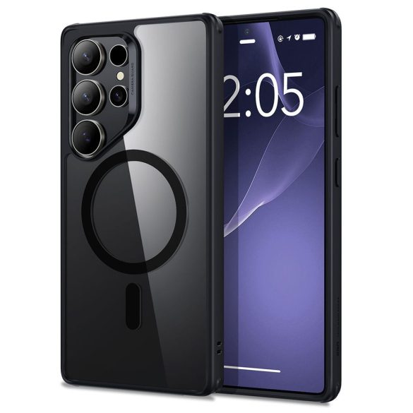 Samsung Galaxy S25 Ultra SM-S938, Szilikon tok, közepesen ütésálló, légpárnás sarok, Magsafe kompatibilis, ESR Classic Hybrid HaloLock, átlátszó/fekete