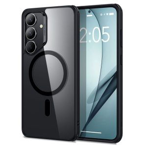 Samsung Galaxy S25 Plus SM-S936, Szilikon tok, közepesen ütésálló, légpárnás sarok, Magsafe kompatibilis, ESR Classic Hybrid HaloLock, átlátszó/fekete