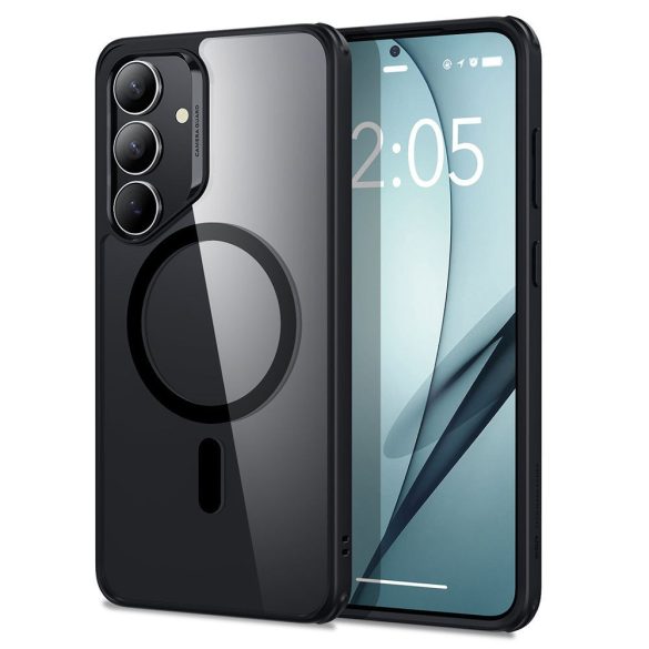 Samsung Galaxy S25 Plus SM-S936, Szilikon tok, közepesen ütésálló, légpárnás sarok, Magsafe kompatibilis, ESR Classic Hybrid HaloLock, átlátszó/fekete