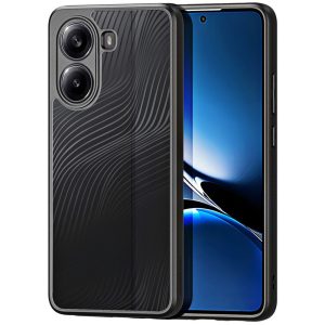 Xiaomi Redmi Note 14 Pro 5G (Global) / Poco X7, Műanyag hátlap védőtok + szilikon keret, hullám minta, Dux Ducis Aimo, áttetsző/fekete