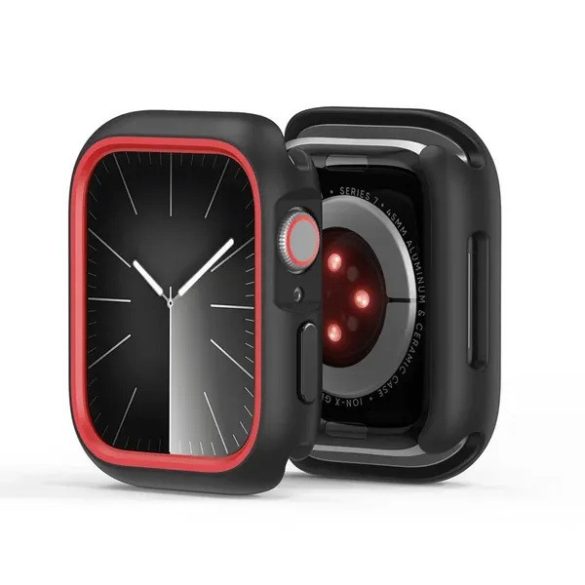 Apple Watch 10 (46 mm), Műanyag + szilikon védőkeret, szíj nélkül, közepesen ütésálló, Dux Ducis Bamo, piros